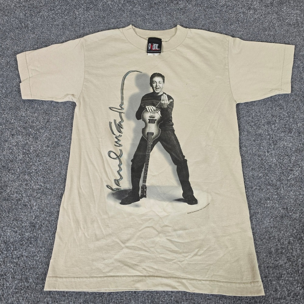 Vintage Paul McCartney 2002 Driving World Tour T-Shirt Giant Tan Small